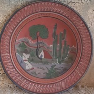 Mexican Handmade Pottery Plate stamped Made in mexico
